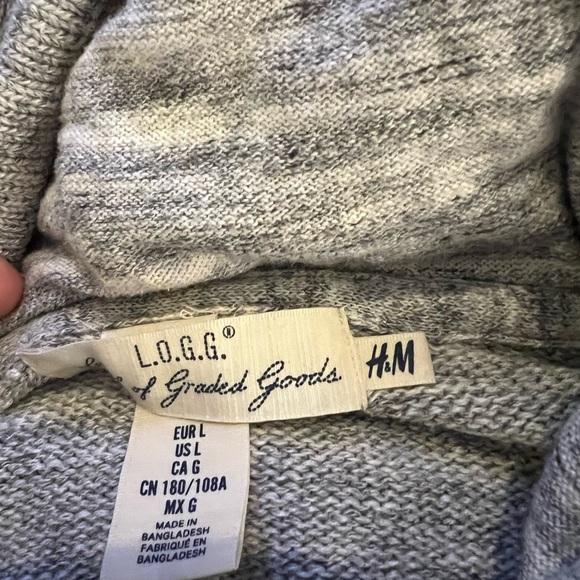 H&M Light Gray Hooded Sweater size L mens - Picture 4 of 6